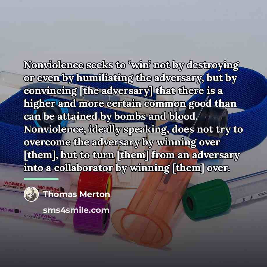 “Nonviolence seeks to ‘win’ not by destroying or even by…” quote by Thomas Merton