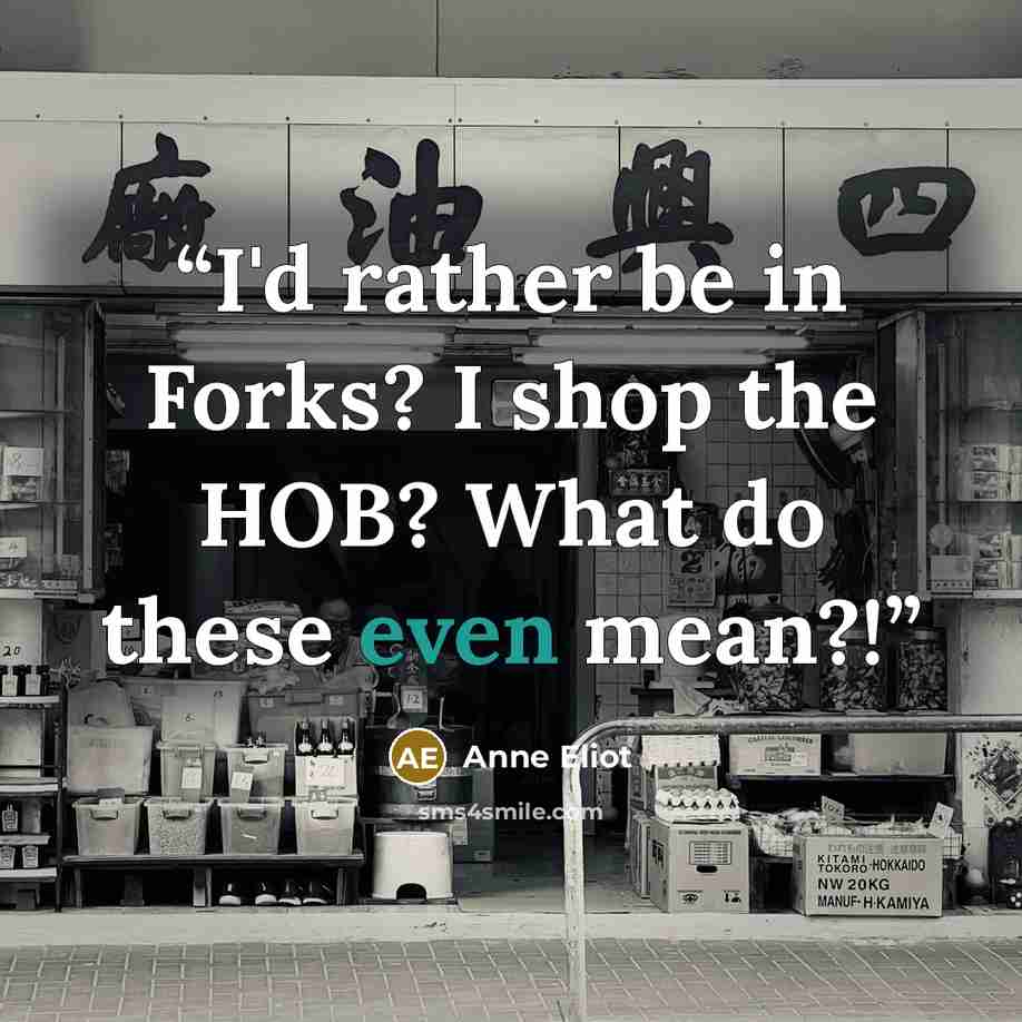 “I'd rather be in Forks? I shop the HOB? What do these even mean?!” quote by Anne Eliot