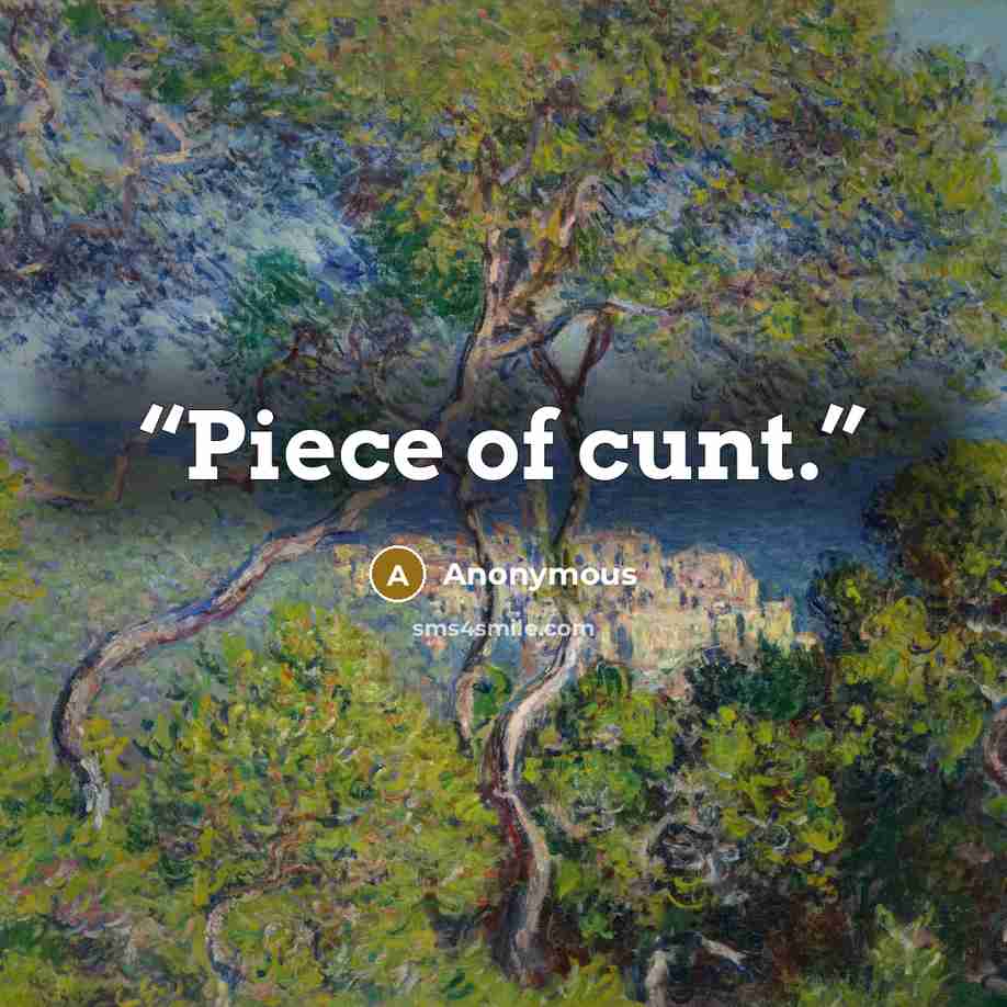 “Piece of cunt.” quote by Anonymous