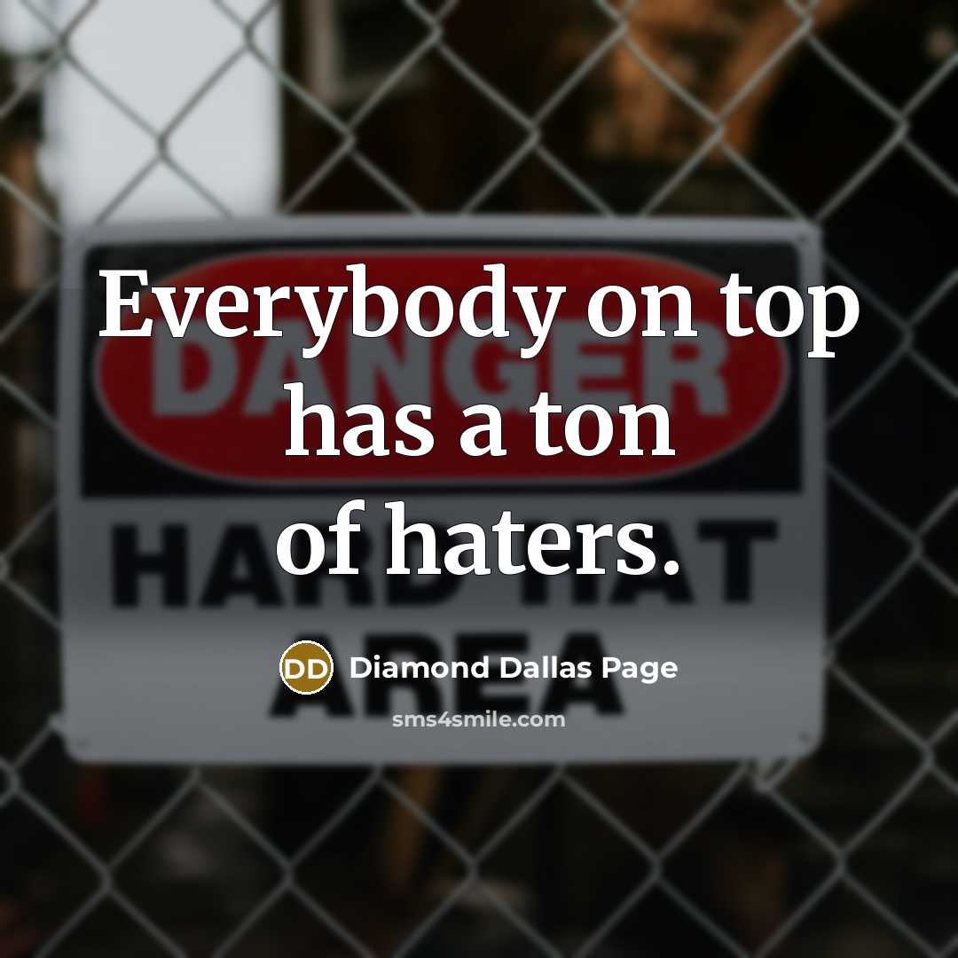 “Everybody on top has a ton of haters.…” quote by Diamond Dallas Page