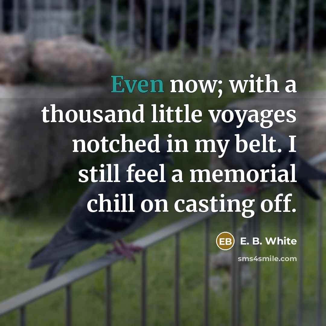 “Even now; with a thousand little voyages notched in my…” quote by E. B. White