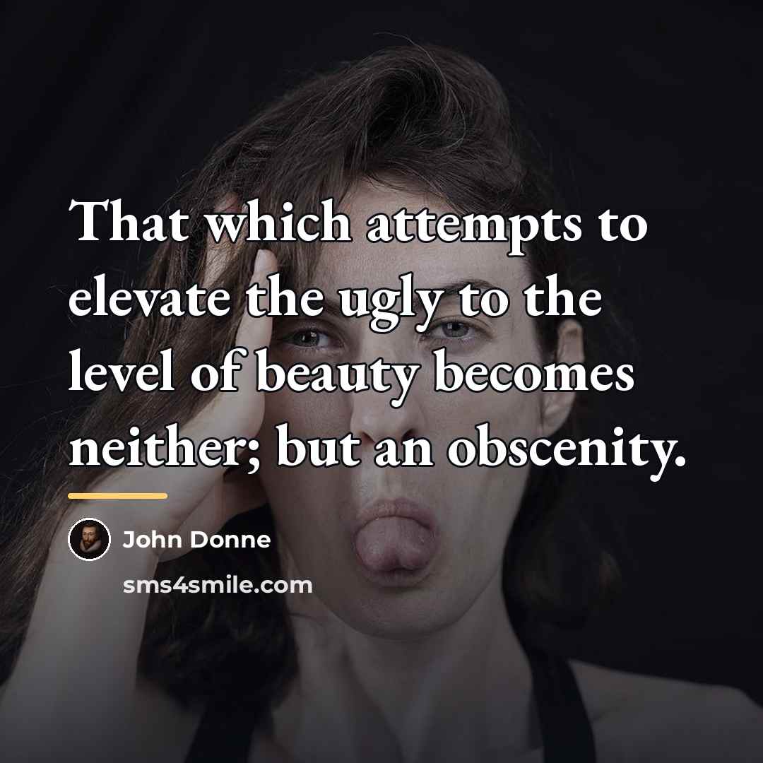 “That which attempts to elevate the ugly to the level…” quote by John Donne