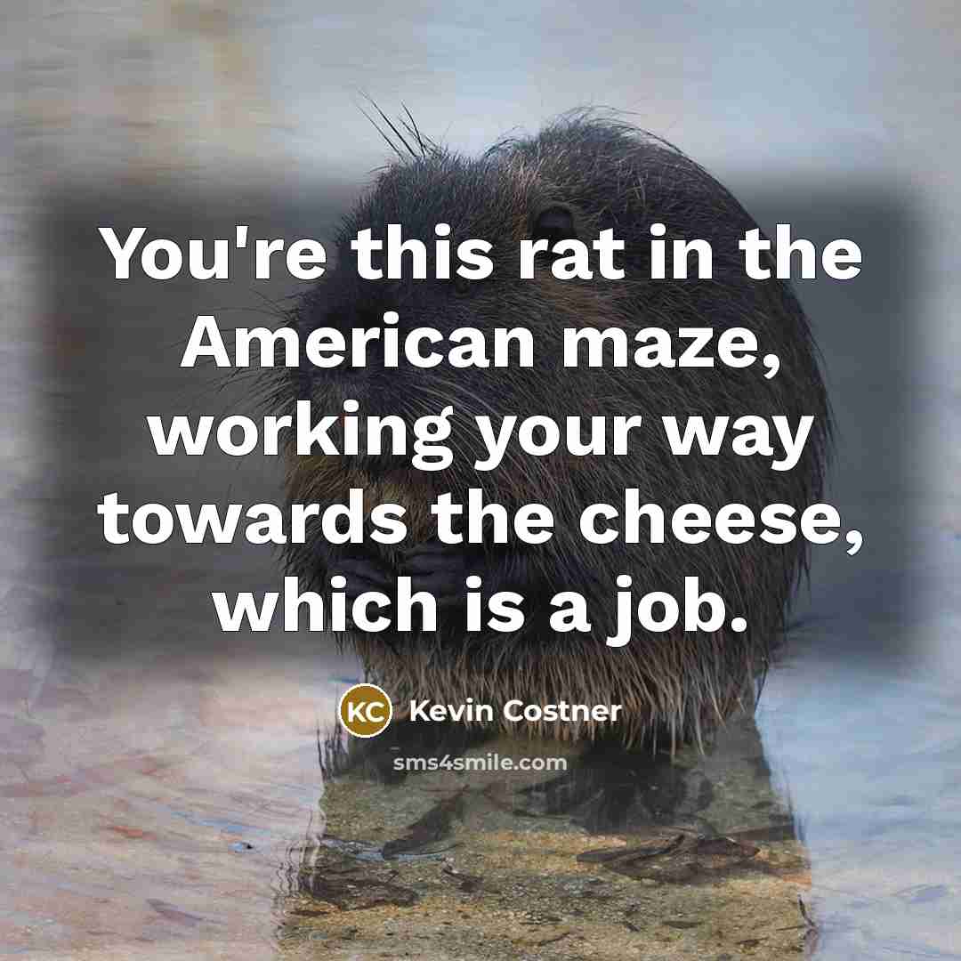 “You're this rat in the American maze, working your way…” quote by Kevin Costner