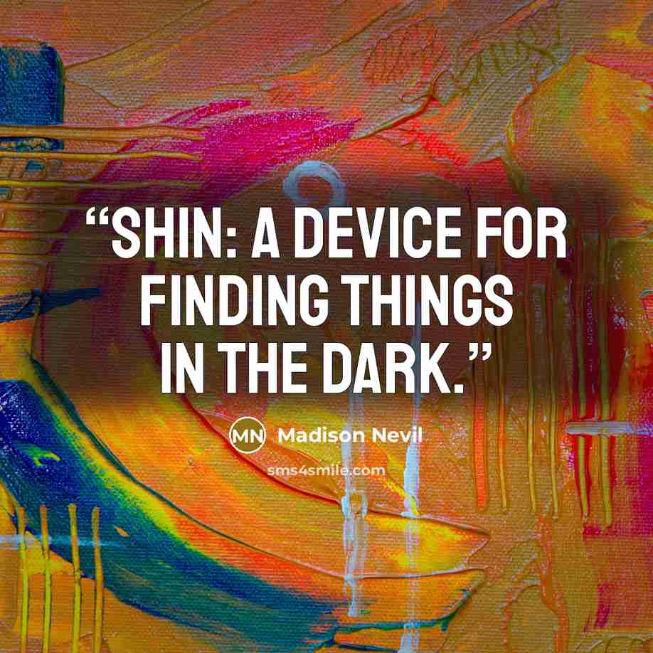 “Shin: a device for finding things in the dark.” quote by Madison Nevil