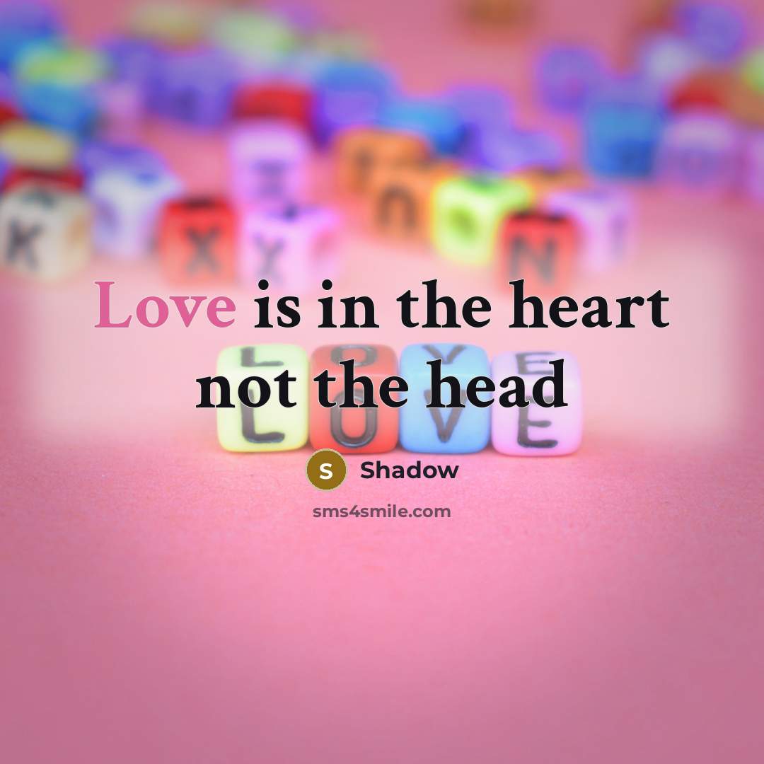 “Love is in the heart not the head…” quote by Shadow