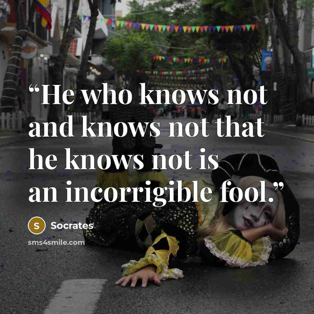 “He who knows not and knows not that he knows not is an incorrigible fool.” quote by Socrates