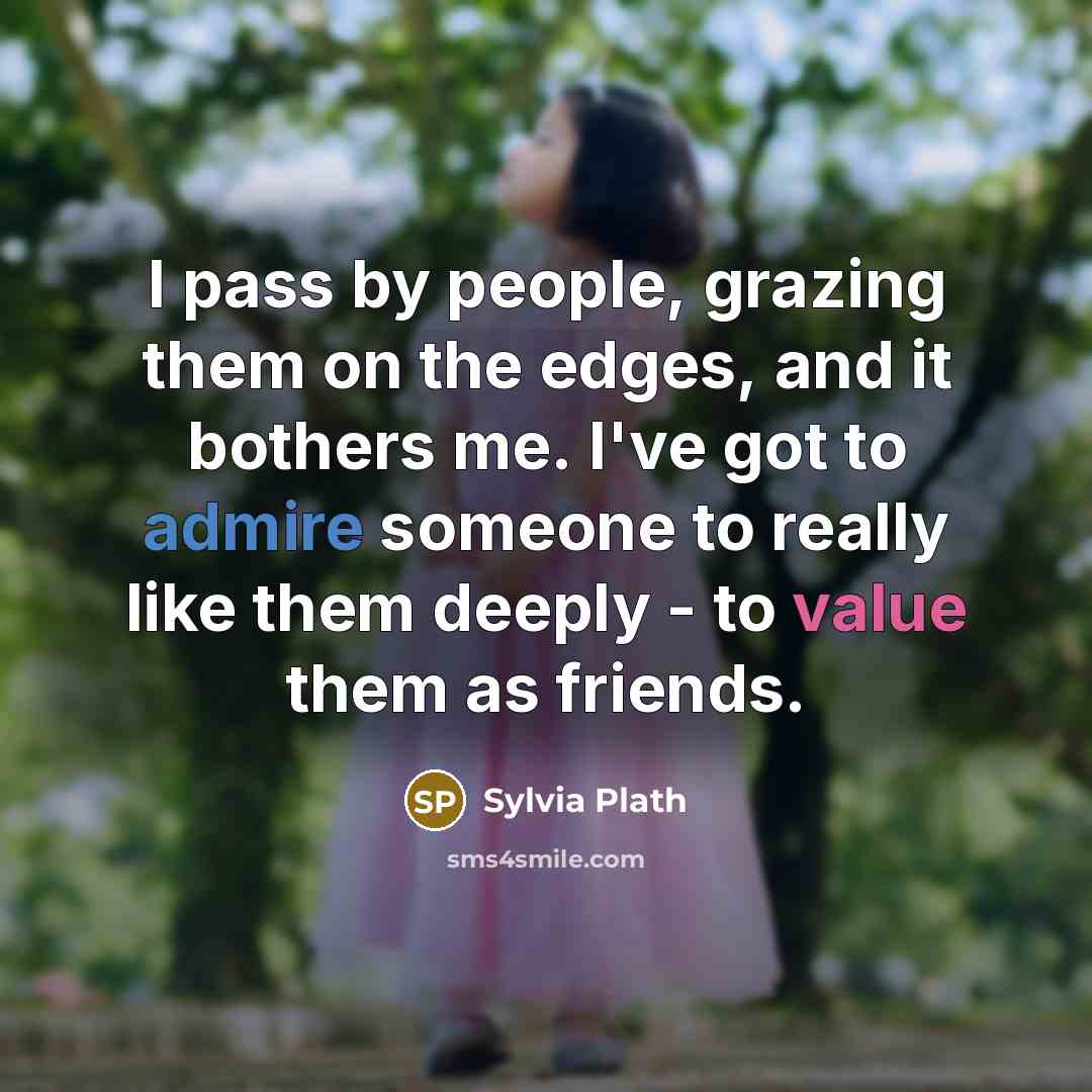 “I pass by people, grazing them on the edges, and…” quote by Sylvia Plath