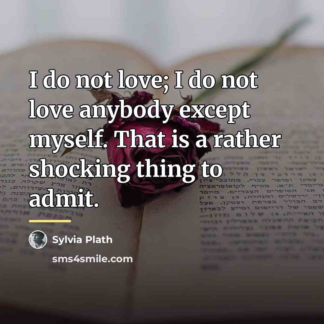 “I do not love; I do not love anybody except…” quote by Sylvia Plath