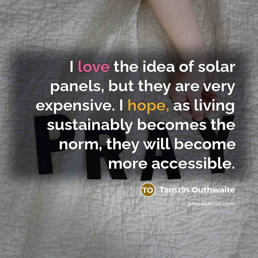 “I love the idea of solar panels, but they are…” quote by Tamzin Outhwaite