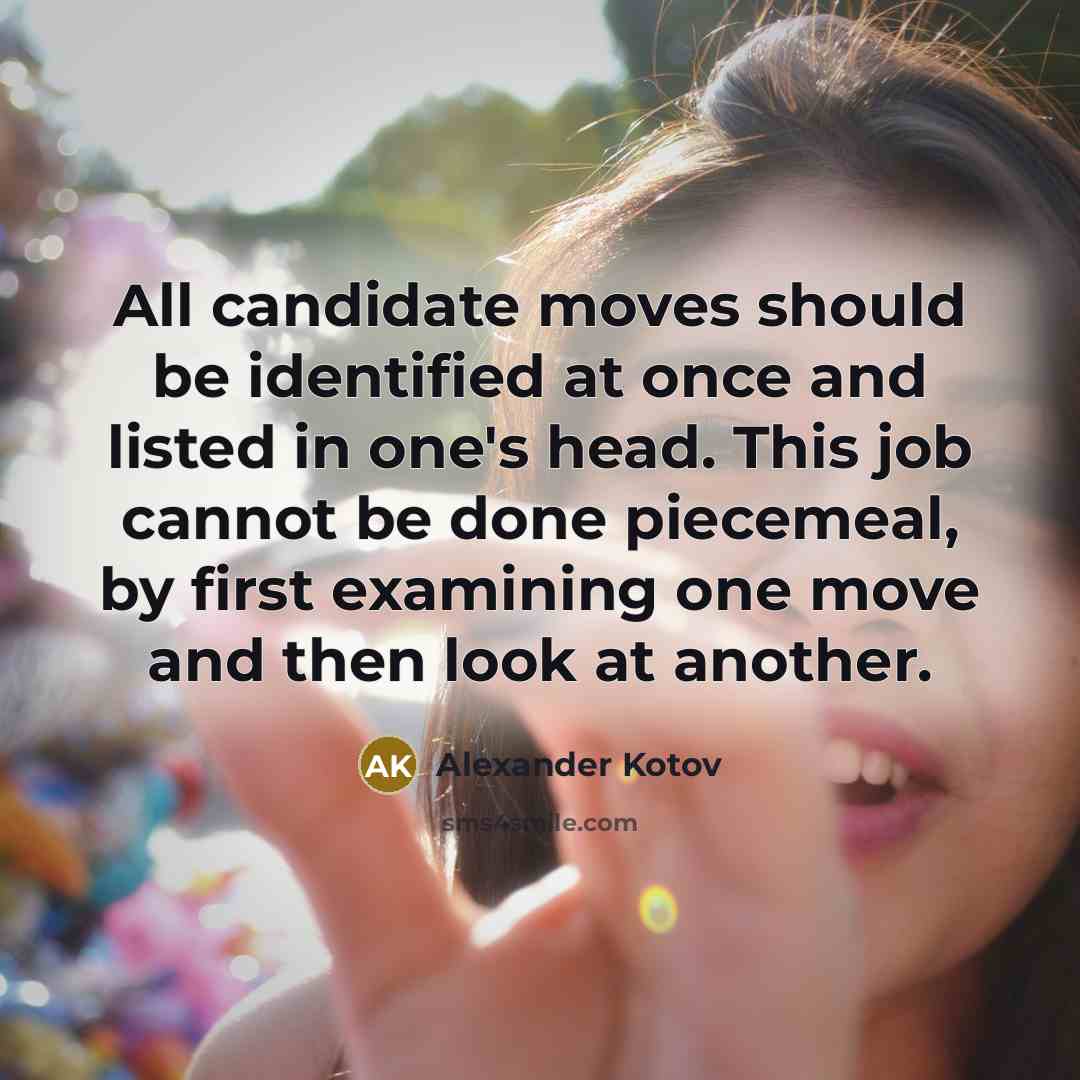 “All candidate moves should be identified at once and listed…” quote by Alexander Kotov