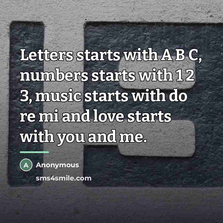 “Letters starts with A B C, numbers starts with 1…” quote by Anonymous