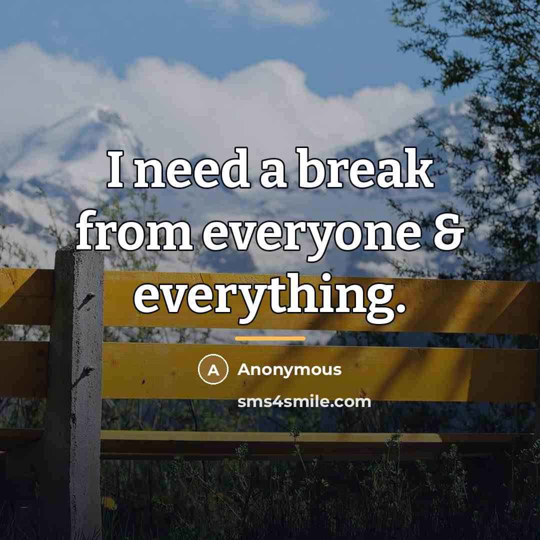 “I need a break from everyone & everything.…” quote by Anonymous