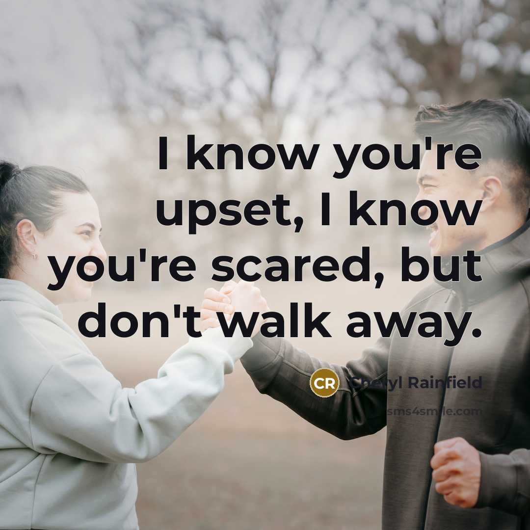 “I know you're upset, I know you're scared, but don't…” quote by Cheryl Rainfield