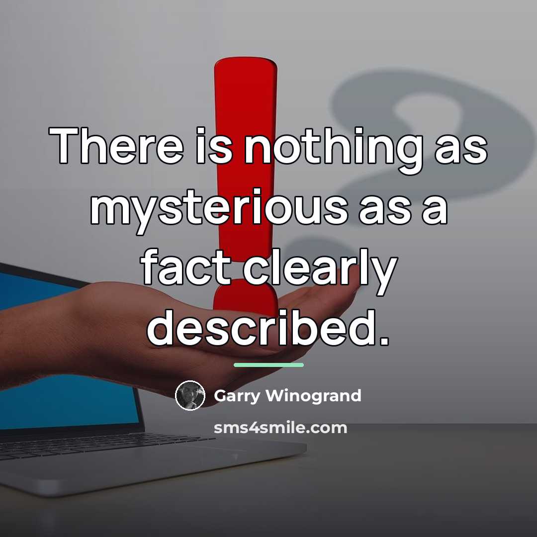 “There is nothing as mysterious as a fact clearly described.…” quote by Garry Winogrand