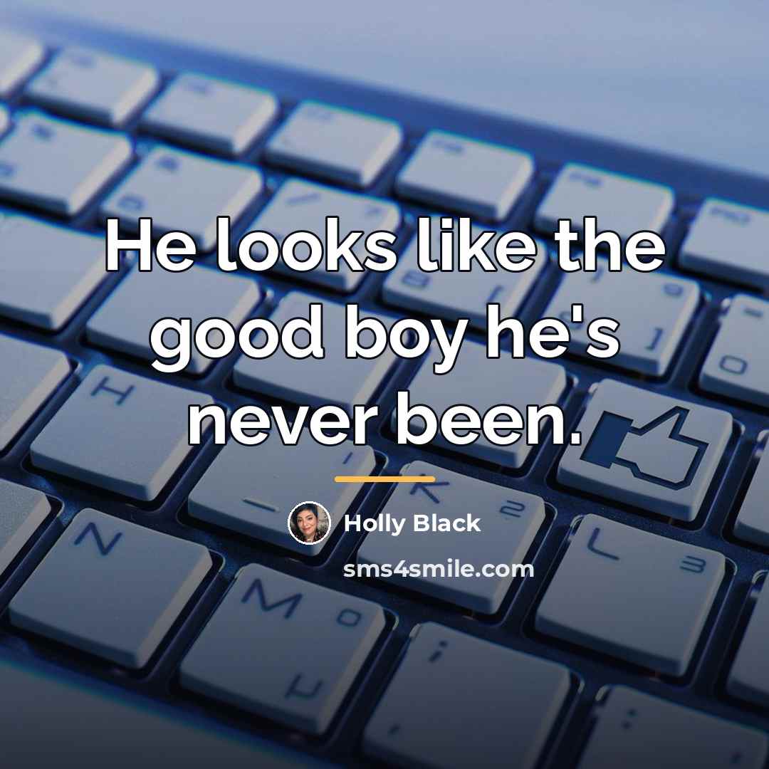 “He looks like the good boy he's never been.…” quote by Holly Black