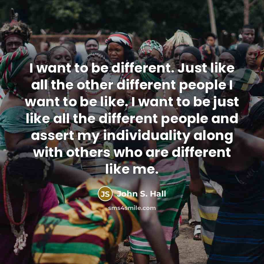 “I want to be different. Just like all the other…” quote by John S. Hall