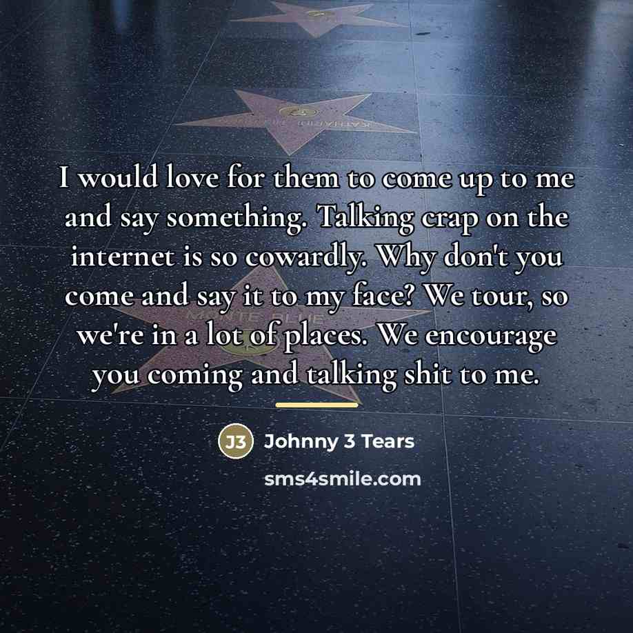 “I would love for them to come up to me…” quote by Johnny 3 Tears