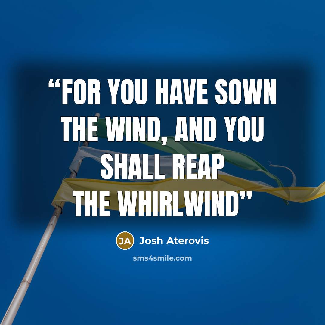 “For you have sown the wind, and you shall reap the whirlwind” quote by Josh Aterovis