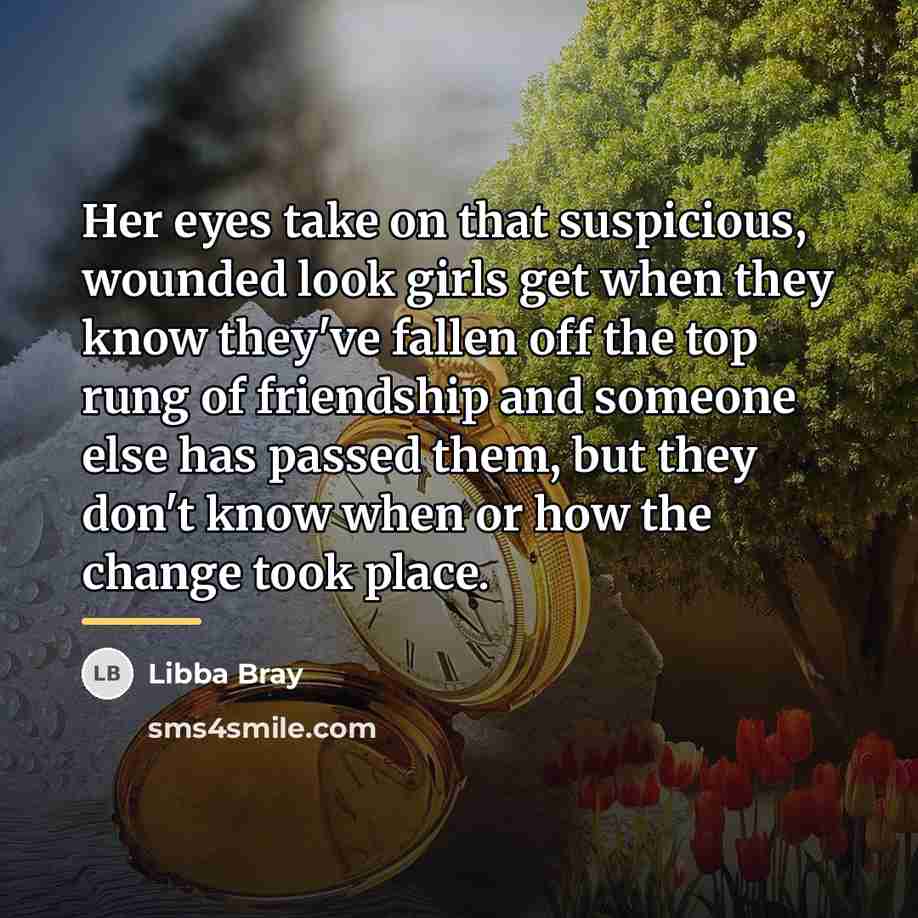 “Her eyes take on that suspicious, wounded look girls get…” quote by Libba Bray