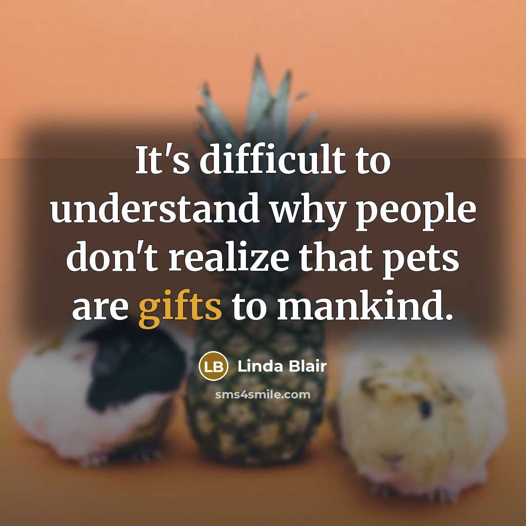 “It's difficult to understand why people don't realize that pets are gifts to mankind.” quote by Linda Blair