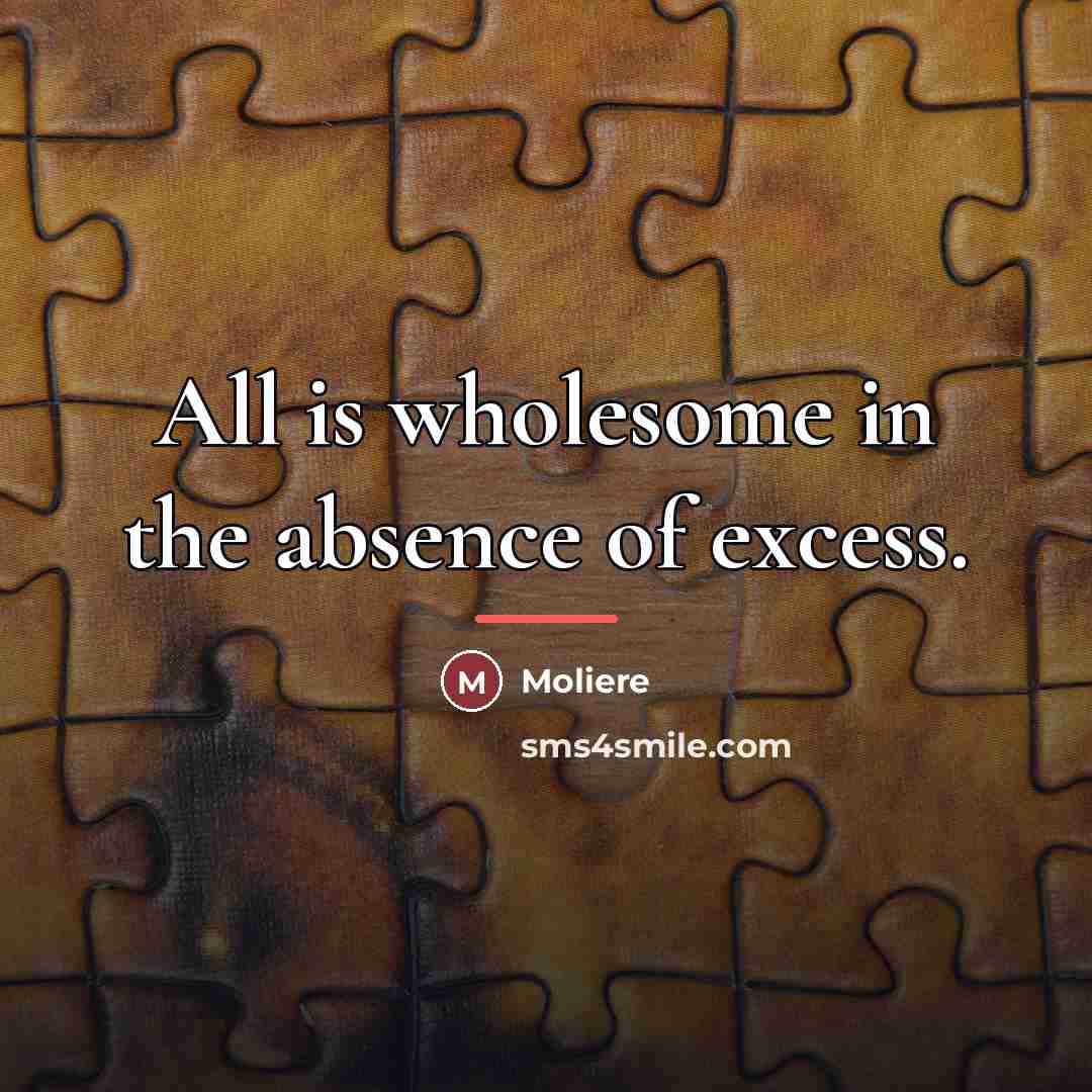 “All is wholesome in the absence of excess.…” quote by Moliere