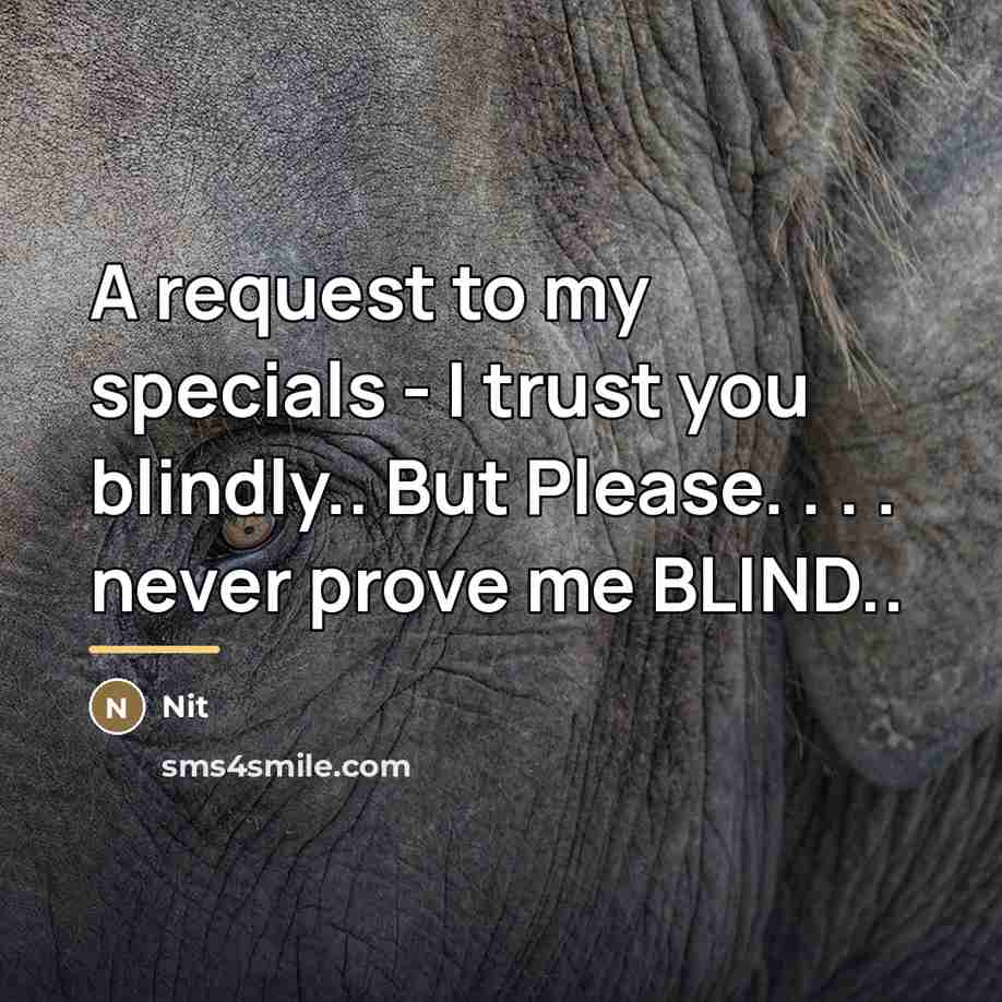 “A request to my specials - I trust you blindly..…” quote by Nit