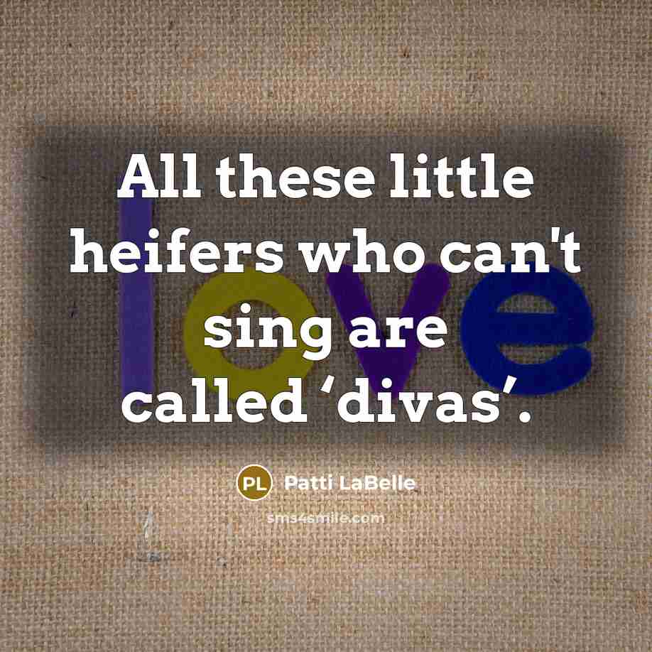 “All these little heifers who can't sing are called ‘divas’.…” quote by Patti LaBelle