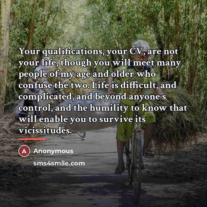 “Your qualifications, your CV, are not your life, though you…” quote by Anonymous