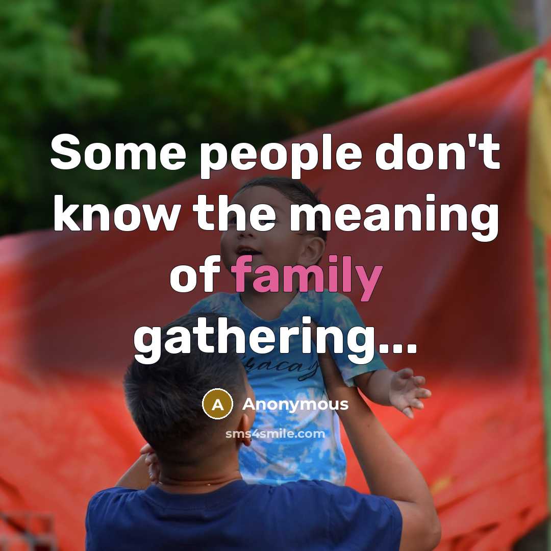 “Some people don't know the meaning of family gathering...…” quote by Anonymous