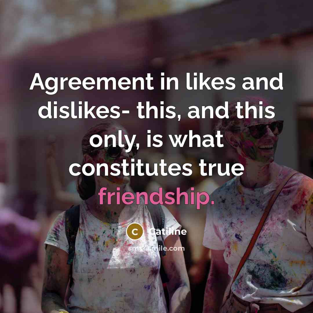 “Agreement in likes and dislikes- this, and this only, is what constitutes true friendship.” quote by Catiline