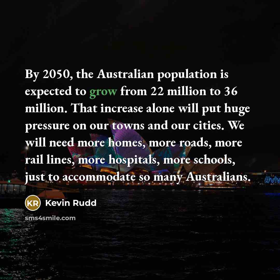 “By 2050, the Australian population is expected to grow from…” quote by Kevin Rudd