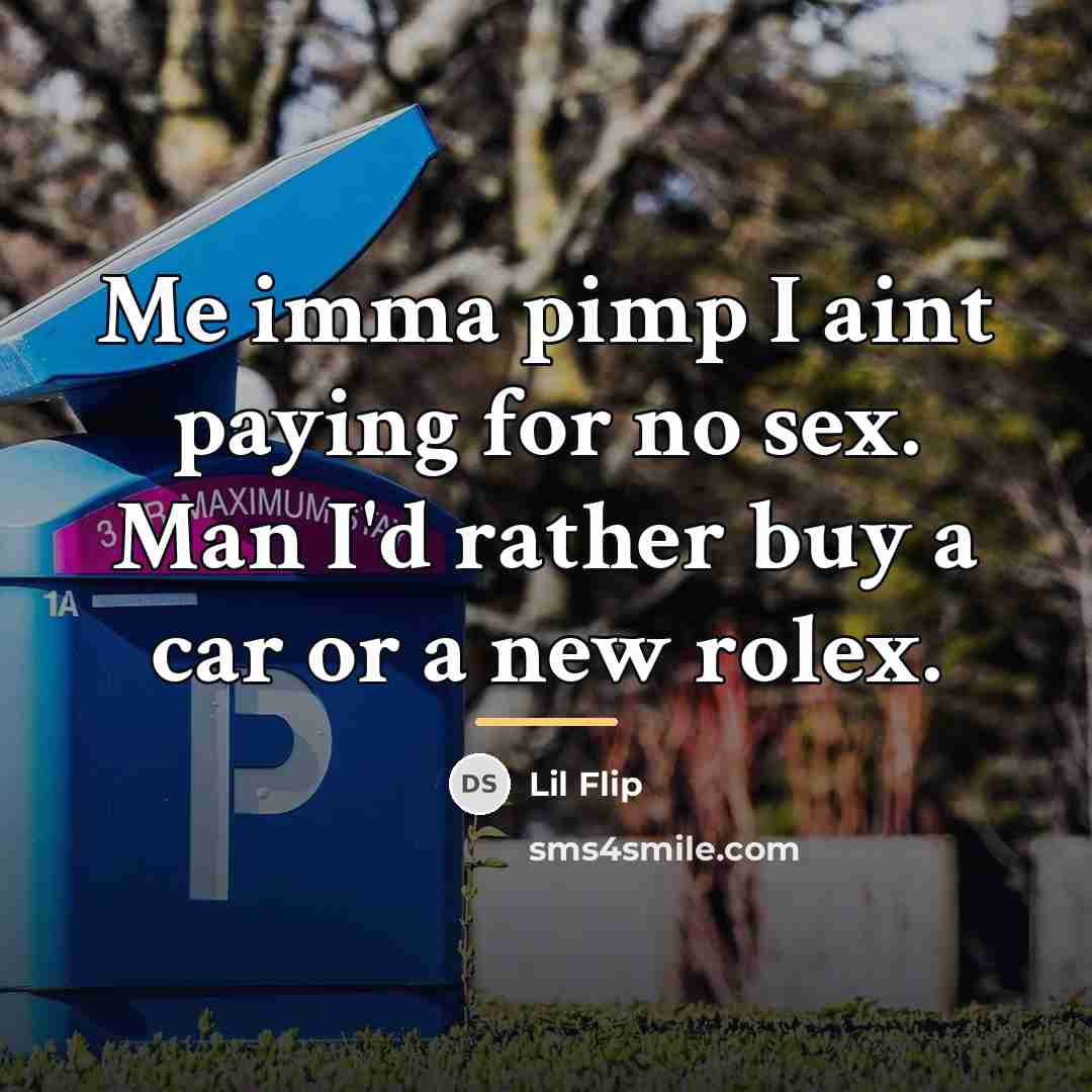 “Me imma pimp I aint paying for no sex. Man…” quote by Lil Flip