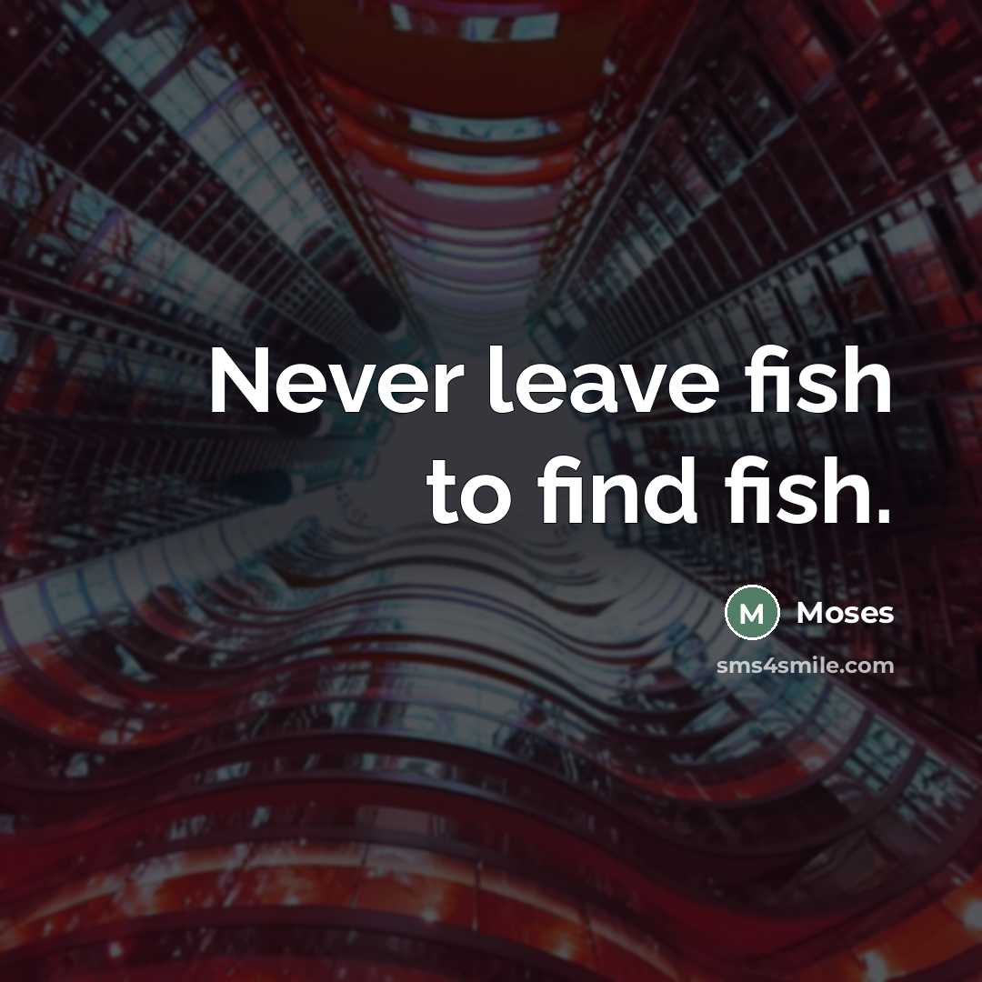 “Never leave fish to find fish.…” quote by Moses