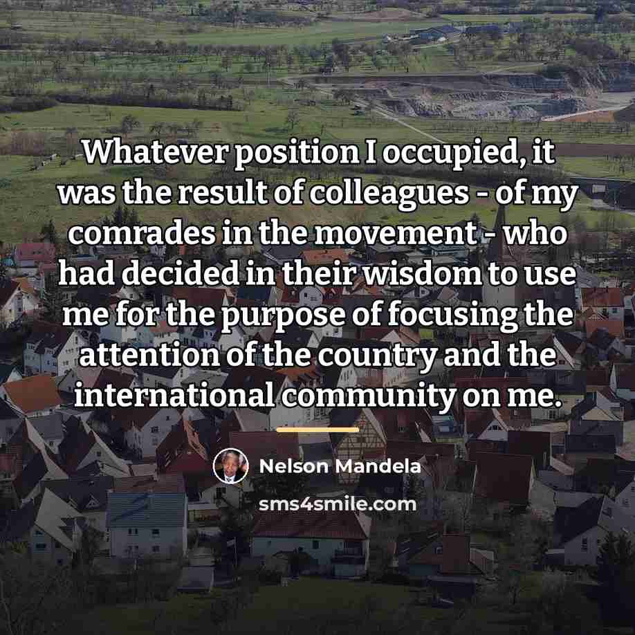 “Whatever position I occupied, it was the result of colleagues…” quote by Nelson Mandela