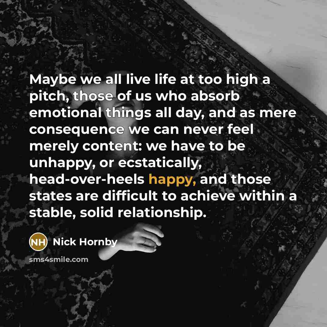 “Maybe we all live life at too high a pitch,…” quote by Nick Hornby