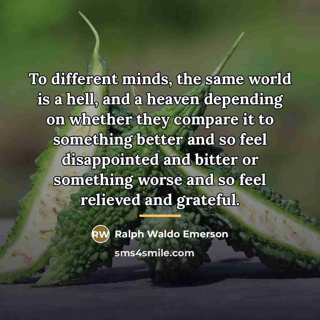 “To different minds, the same world is a hell, and…” quote by Ralph Waldo Emerson