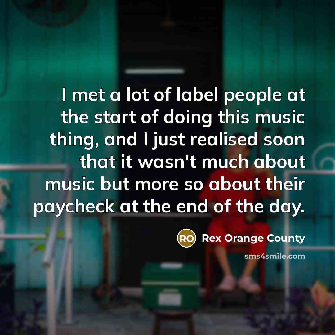 “I met a lot of label people at the start…” quote by Rex Orange County
