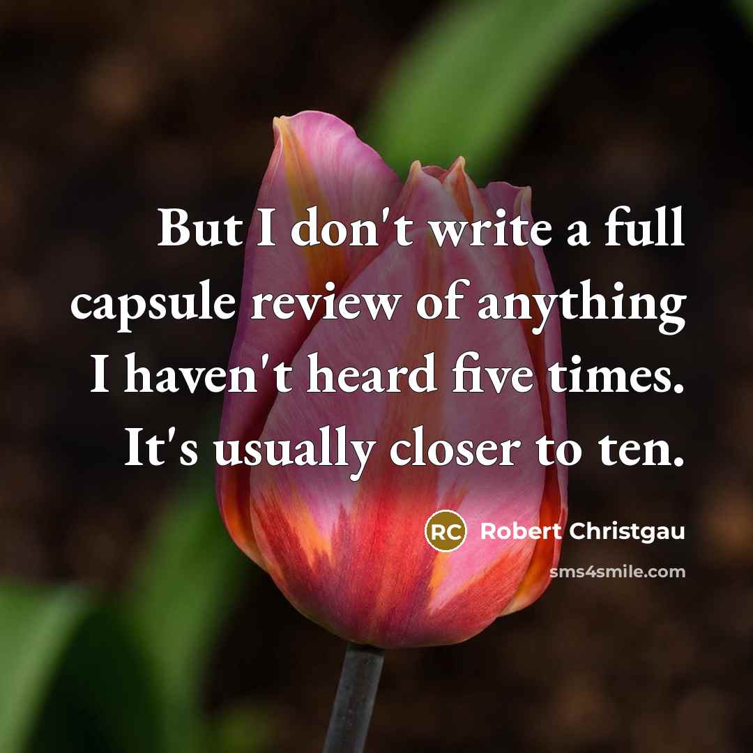 “But I don't write a full capsule review of anything…” quote by Robert Christgau