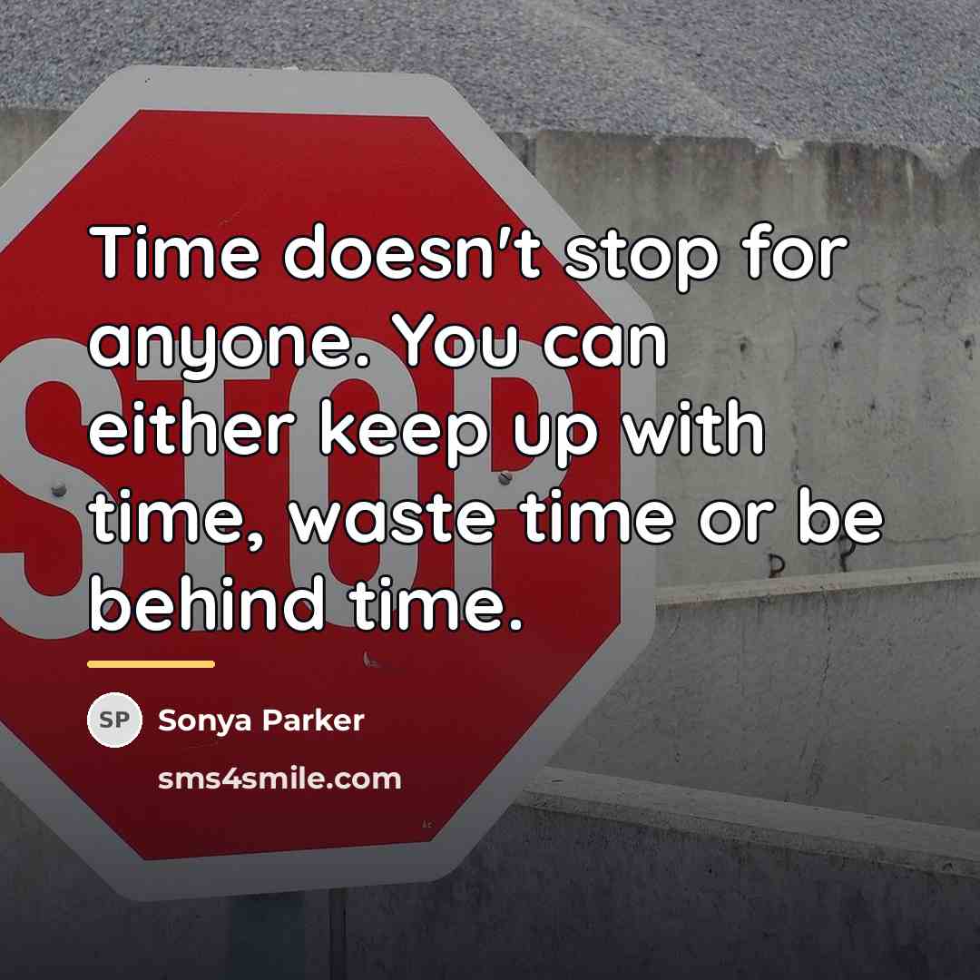 “Time doesn't stop for anyone. You can either keep up…” quote by Sonya Parker