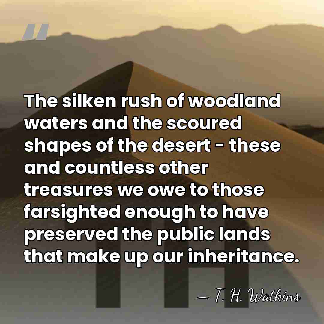 The silken rush of woodland waters and the scoured shapes of the&hellip; - T. H. Watkins
