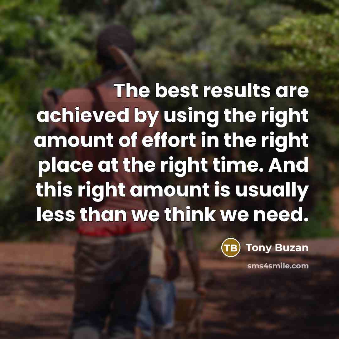 “The best results are achieved by using the right amount…” quote by Tony Buzan