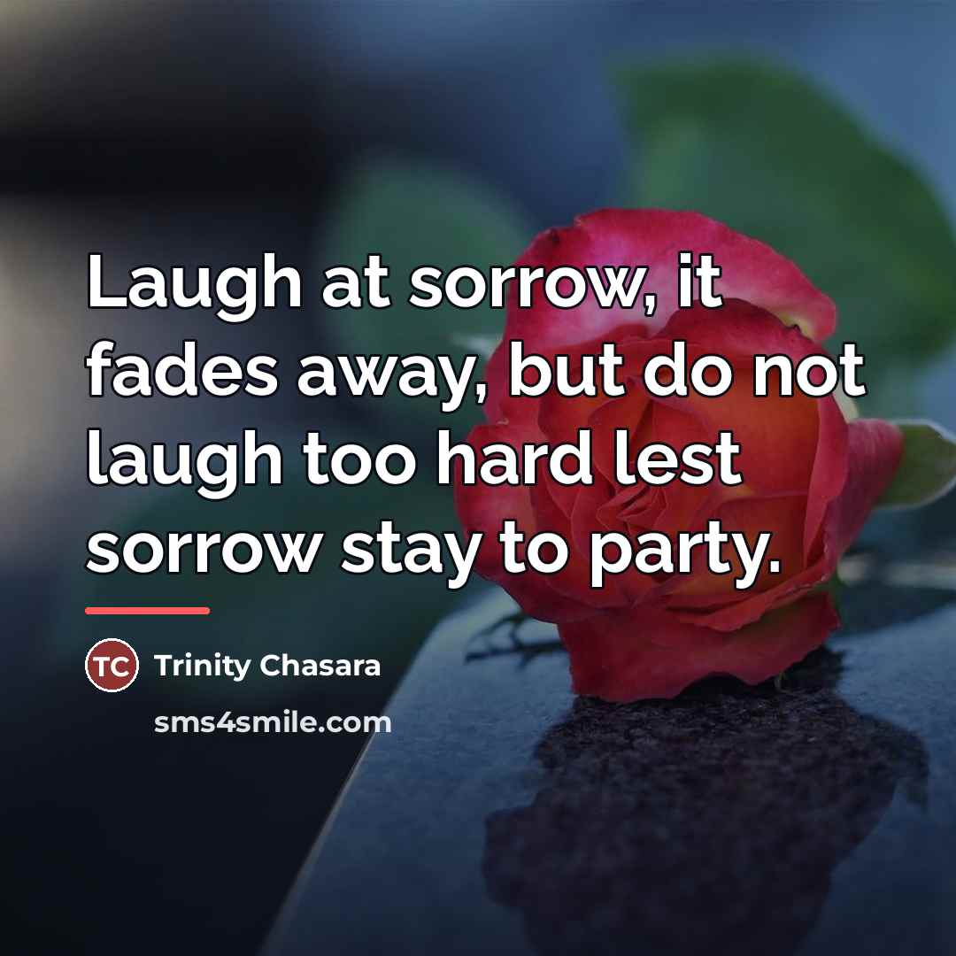 “Laugh at sorrow, it fades away, but do not laugh…” quote by Trinity Chasara