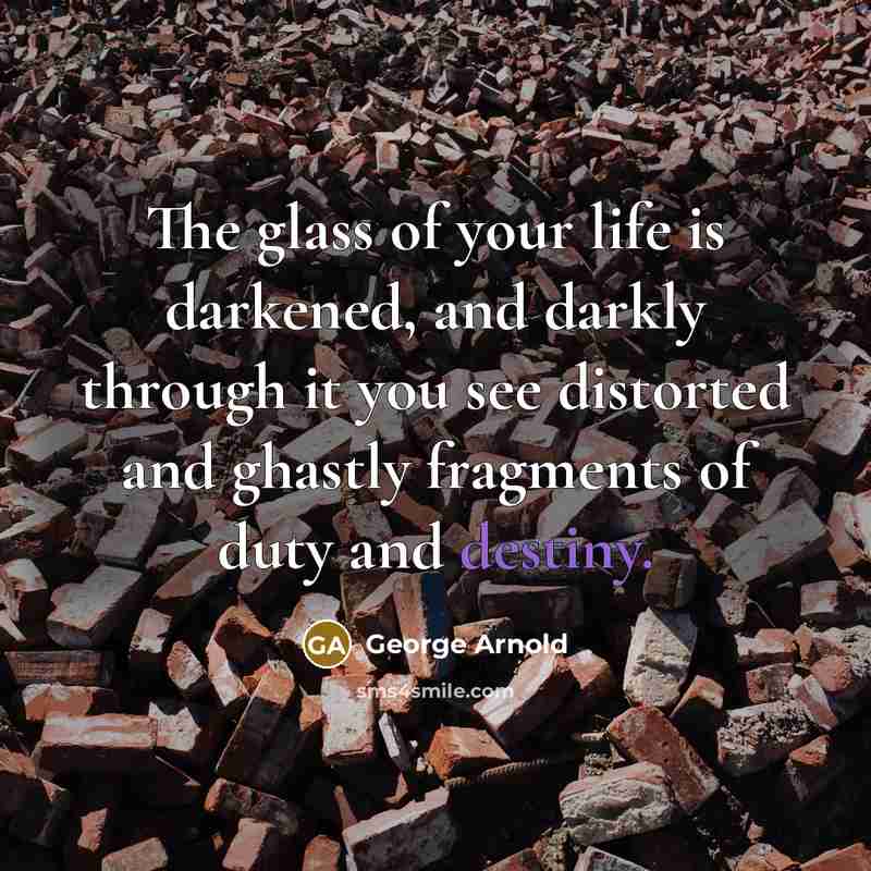 “The glass of your life is darkened, and darkly through…” quote by George Arnold
