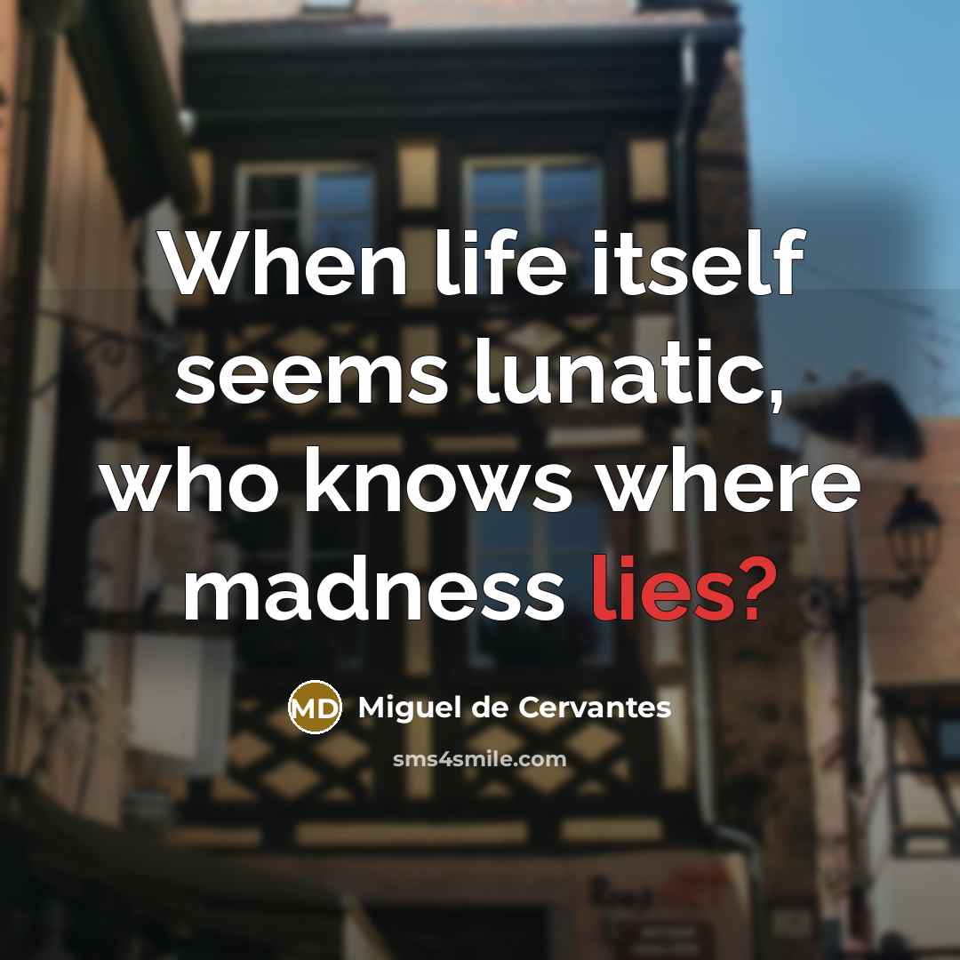 “When life itself seems lunatic, who knows where madness lies?…” quote by Miguel de Cervantes