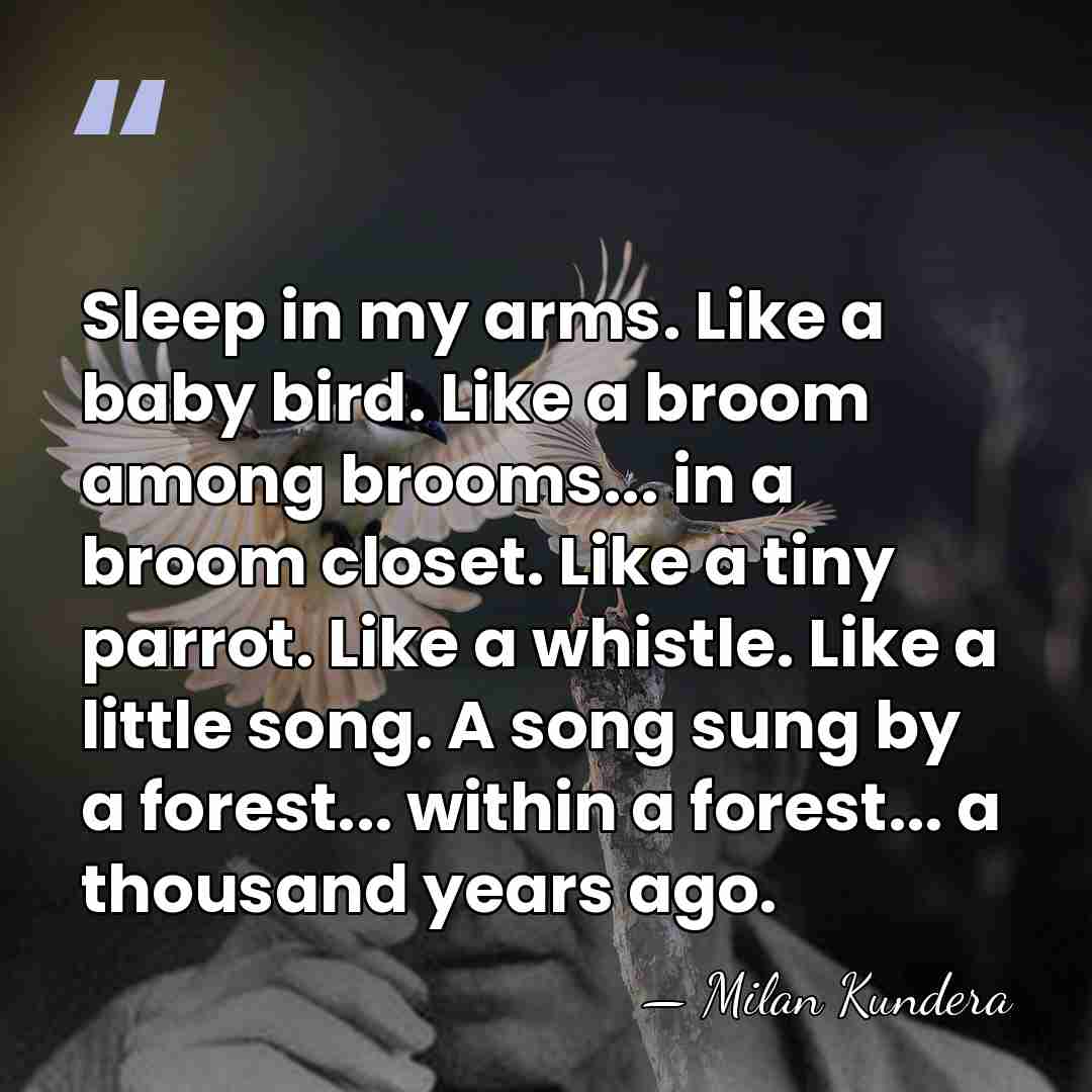 Sleep in my arms. Like a baby bird. Like a broom among&hellip; - Milan Kundera