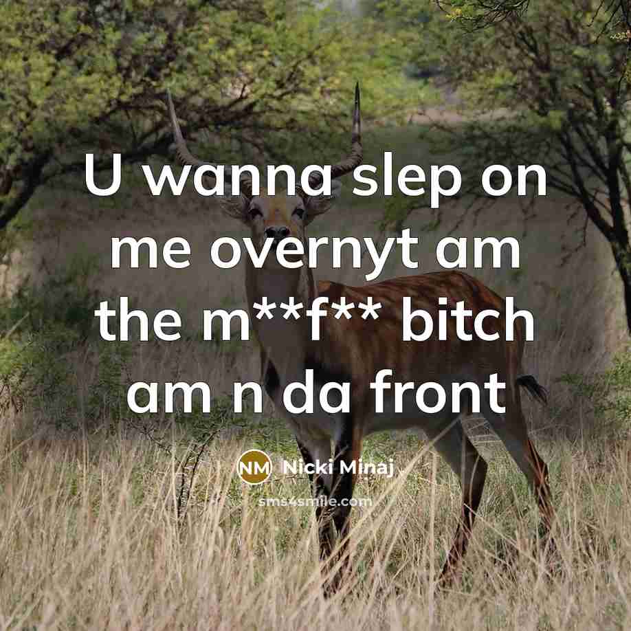 “U wanna slep on me overnyt am the m**f** bitch am n da front” quote by Nicki Minaj