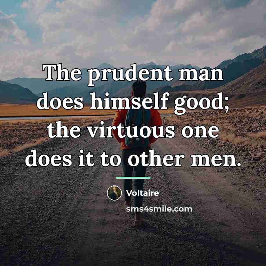 “The prudent man does himself good; the virtuous one does…” quote by Voltaire