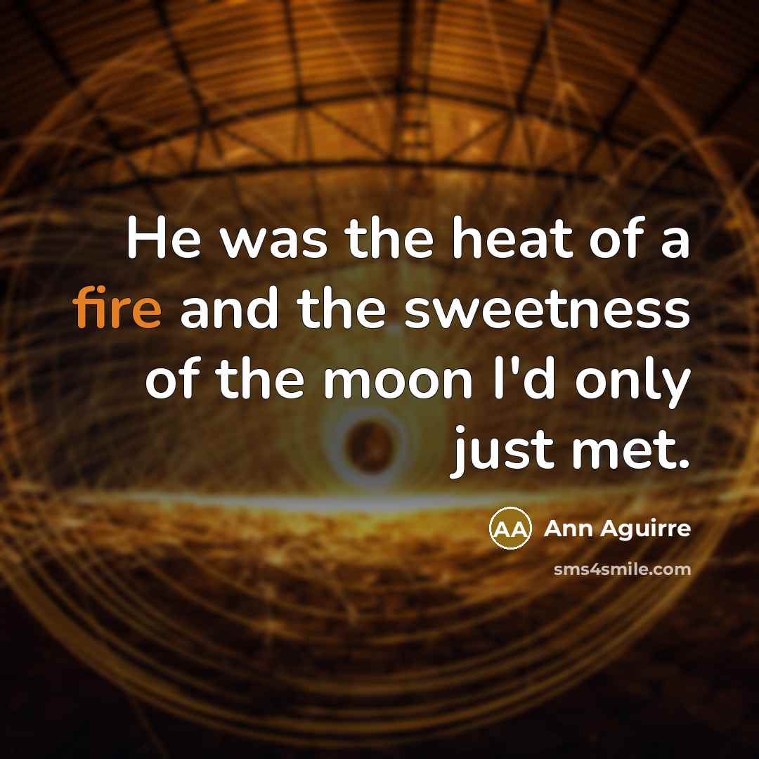 “He was the heat of a fire and the sweetness…” quote by Ann Aguirre