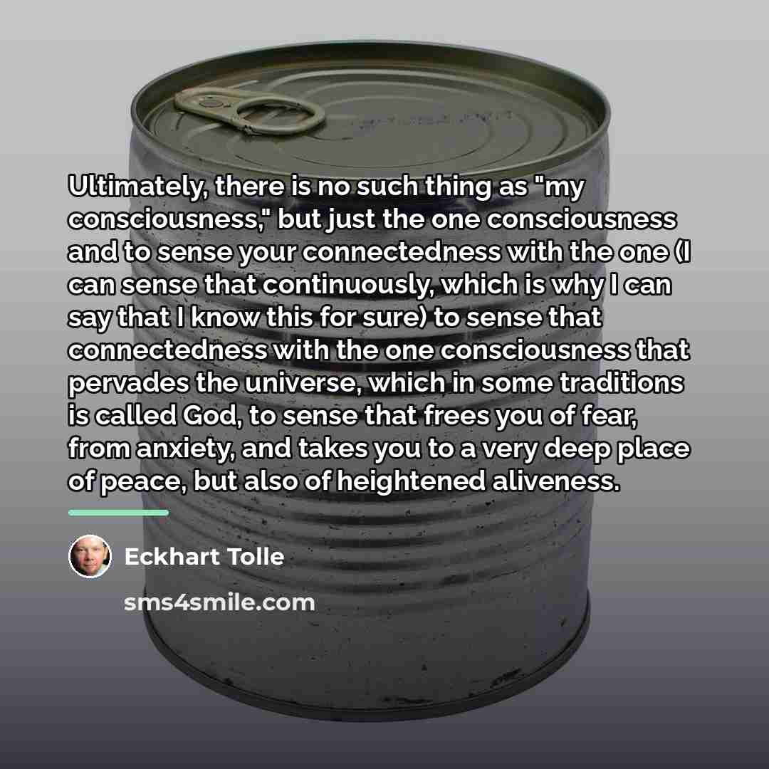 “Ultimately, there is no such thing as "my consciousness," but…” quote by Eckhart Tolle