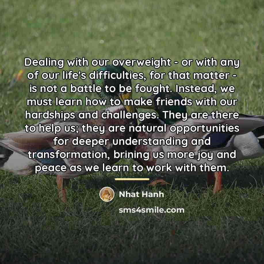 “Dealing with our overweight - or with any of our…” quote by Nhat Hanh
